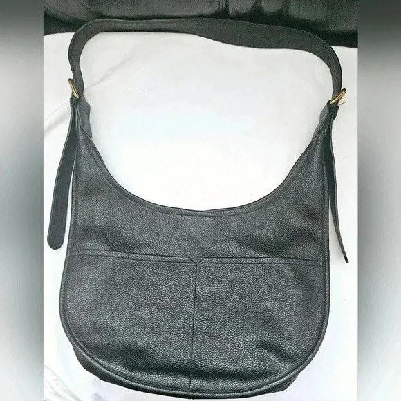 Antik Kraft 100% Vegan Pebbled Leather Black Hobo  Purse Bag Brass Hardware. - Picture 5 of 9